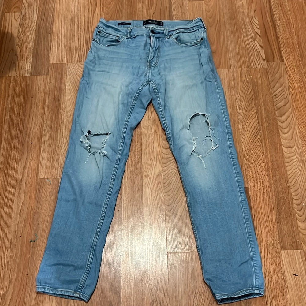 Hollister California Distressed Skinny Advanced Stretch Light Wash Jeans Sz31/32